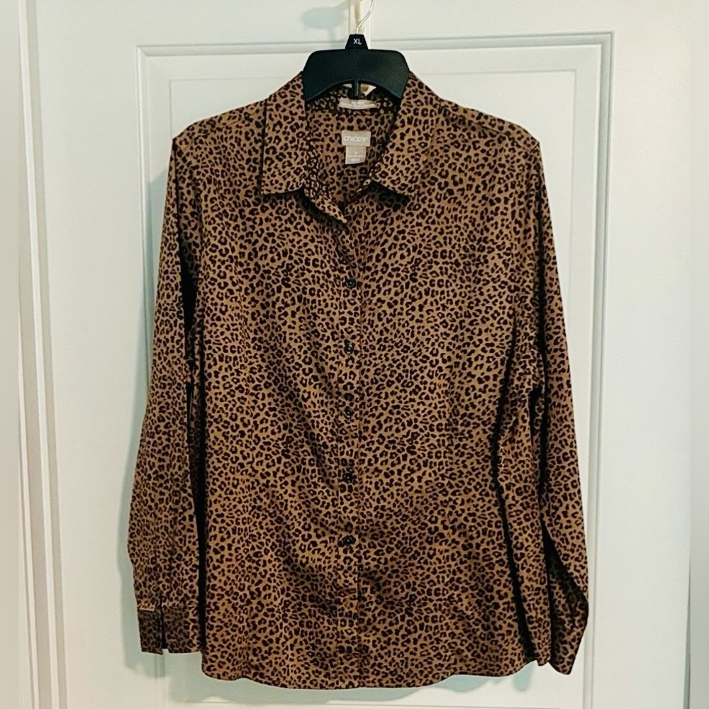 Chico's Women’s Brown Leopard Print Blouse